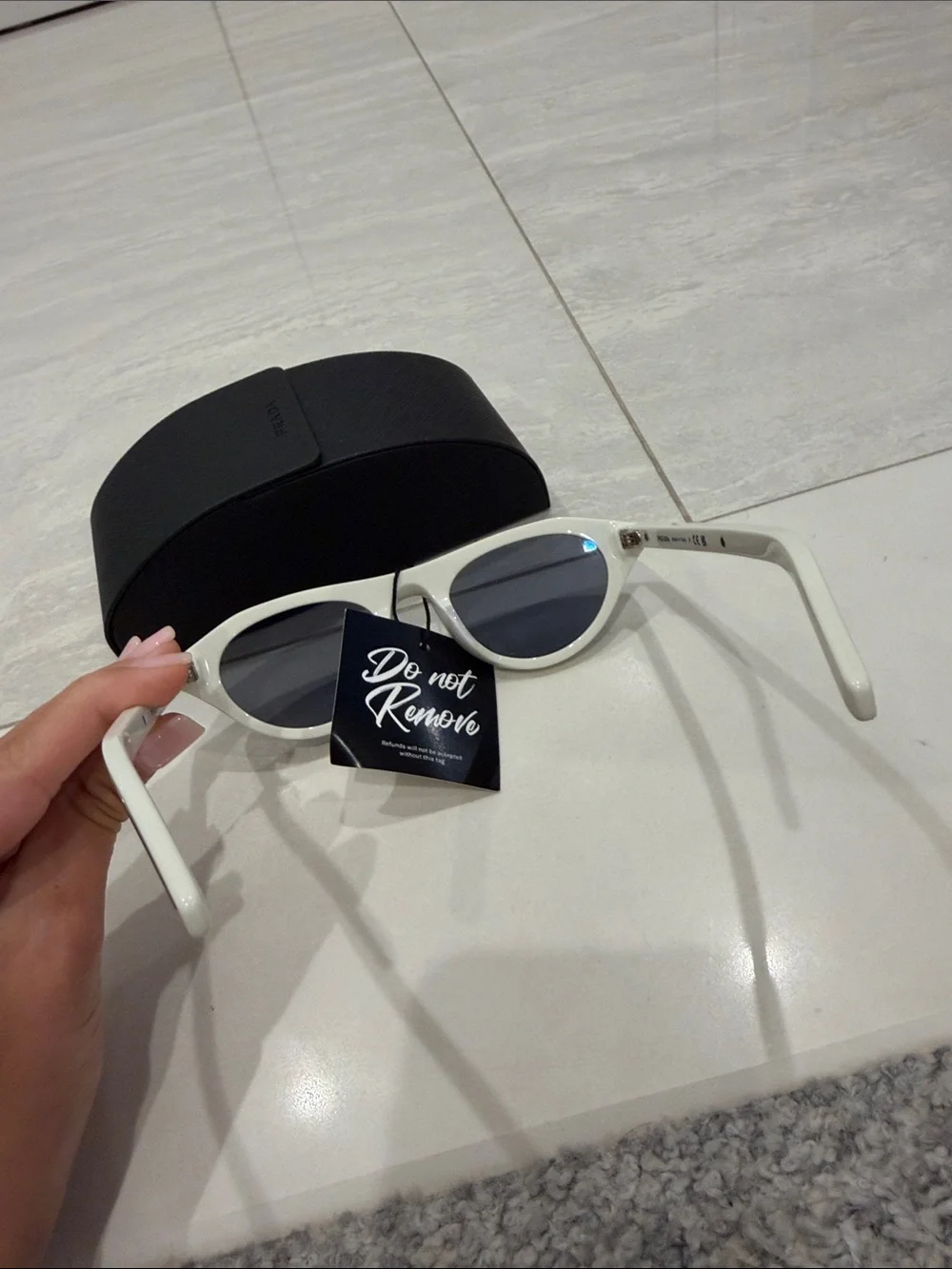 Prada White Round Sunglasses with Black Case (Brand New, Current Season)
